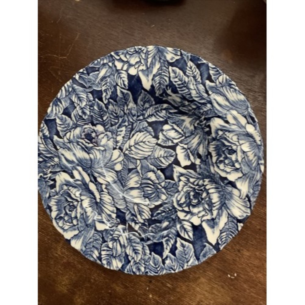 Churchill England Bermuda Blue Rimmed Soup Bowl Staffordshire England 8 3/4”
